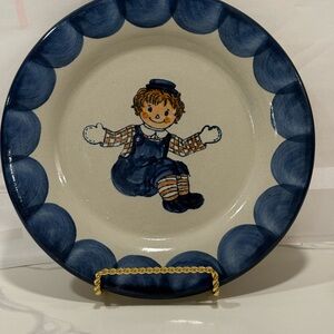 Blue and Cream Decorative Plate with Doll Design